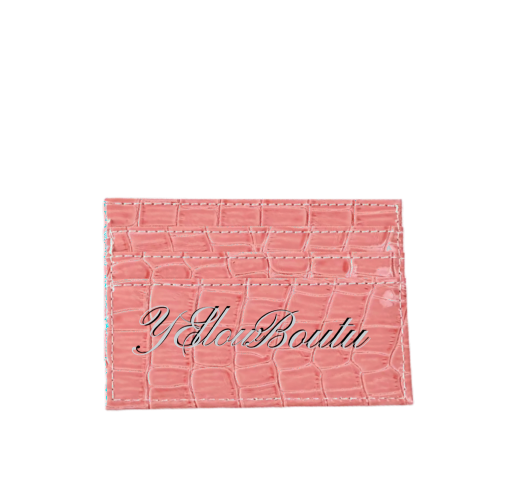 Soft Blush Croc Card Wallet